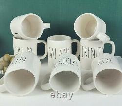 Rae Dunn Artisan Collection by Magenta Mug Lot of 8 White, Black Lettering