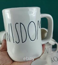 Rae Dunn Artisan Collection by Magenta Mug Lot of 8 White, Black Lettering