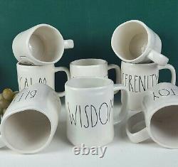 Rae Dunn Artisan Collection by Magenta Mug Lot of 8 White, Black Lettering