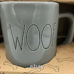 Rae Dunn Ceramic Gray Coffee Mug Gift Set of 2 19.5 oz/579 ml DOG DAD + WOOF NEW