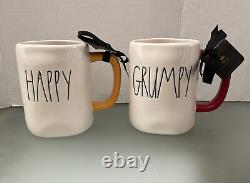 Rae Dunn Disney SNOW WHITE Happy Dopey Doc Grumpy Bashful Sleepy 6 Mug Bundle