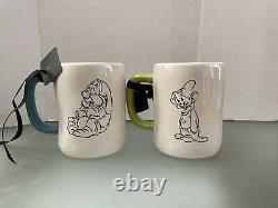 Rae Dunn Disney SNOW WHITE Happy Dopey Doc Grumpy Bashful Sleepy 6 Mug Bundle