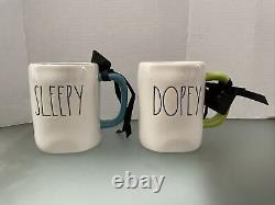 Rae Dunn Disney SNOW WHITE Happy Dopey Doc Grumpy Bashful Sleepy 6 Mug Bundle