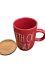 Rae Dunn Patriotic Coffee Cup Mug Red 4th of July With Wood Coaster Lid