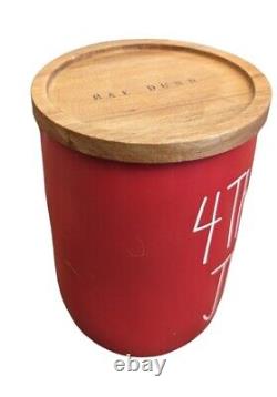 Rae Dunn Patriotic Coffee Cup Mug Red 4th of July With Wood Coaster Lid