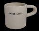 Rae Dunn TASTE LIFE Short Coffee Mug Cup Boutique Typewriter Font Magenta