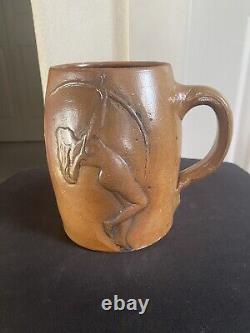 Rare Early Art Nouveau Era Earthenware Pottery Mug/stein Very Cool