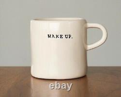 Rare RAE DUNN Magenta Boutique Typewriter Font WAKE UP 3 Mug Coffee Cup HTF