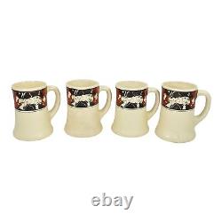 Roseville Creamware Quaker Men 1910s Vintage Pottery Set Of Four Ceramic Mugs