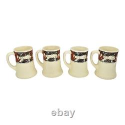 Roseville Creamware Quaker Men 1910s Vintage Pottery Set Of Four Ceramic Mugs