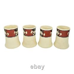 Roseville Creamware Quaker Men 1910s Vintage Pottery Set Of Four Ceramic Mugs