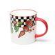 SET OF 4 MacKENZIE-CHILDS CHRISTMAS DECK THE HALLS MUGS BNIB