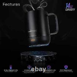 SMRTMUGG Battery Powered Heated Coffee Mug Wireless Charging Large 14oz Black