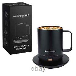 SMRTMUGG Battery Powered Heated Coffee Mug Wireless Charging Large 14oz Black