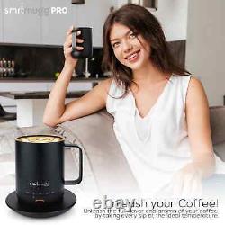 SMRTMUGG Battery Powered Heated Coffee Mug Wireless Charging Large 14oz Black