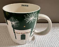 STARBUCKS Green & White Relief PARIS Mug