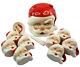 Santa Claus JAMAR MALLORY Cookie Jar Ceramic Punch Bowl Ladle 8 Mugs Christmas