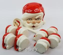 Santa Claus JAMAR MALLORY Cookie Jar Ceramic Punch Bowl Ladle 8 Mugs Christmas