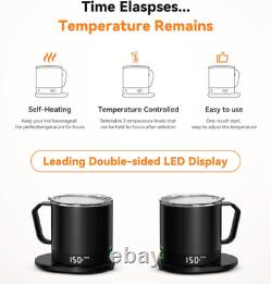 Self Heating Coffee Mug, 14 Oz Temperature Control Smart Double Black