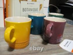 Set Of 4 RARE Le Creuset Botanique Collection 3.5 Oz Espresso Mugs 2.5 Cups