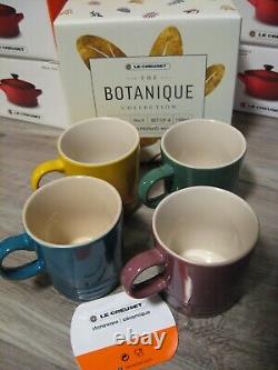 Set Of 4 RARE Le Creuset Botanique Collection 3.5 Oz Espresso Mugs 2.5 Cups