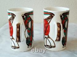 Set of 2 Vintage 12 oz GUCCI Bone China Horse Riding Equestrian Mug Cup England