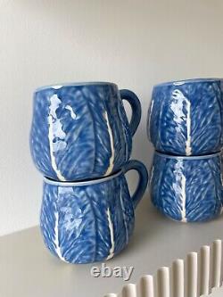 Set of 4 Bordallo Pinheiro Blue Cabbage Mugs Discontinued