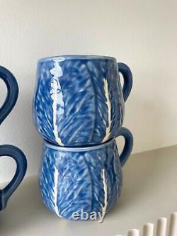 Set of 4 Bordallo Pinheiro Blue Cabbage Mugs Discontinued