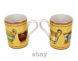 Set of 4 Mint Porcelain Coffee Mugs 4 and Gold Holders GUCCI Greek Mythological