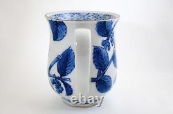 Set of 4 VTG Japanese Mug Cup Blue & White Bird on the Tree Porcelain Seto ware