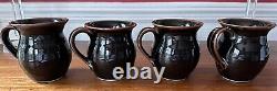 Set of 4 Vintage Miranda Thomas/Simon Pearce Dark Brown Ceramic Coffee Mugs