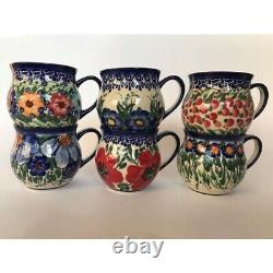 Set of 6 Hand-Painted Artistic Ceramic Mugs 375ml Capacity