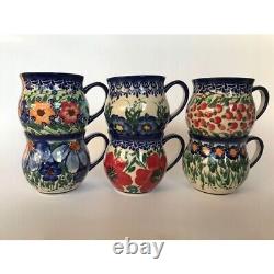 Set of 6 Hand-Painted Artistic Ceramic Mugs 375ml Capacity