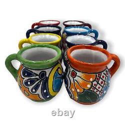 Set of 6 Handmade Mexico Mugs Ceramic Talavera Jarritos