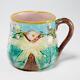 Simon Fielding Antique Majolica Pottery Stokes on Trent Bow Pink Flower Leaf Mug