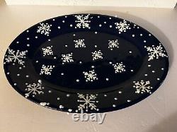 Snowflake Dinnerware Set Ceramic Heavyweight- 4 Cups, 4 Plates And 1 Platter