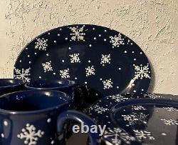 Snowflake Dinnerware Set Ceramic Heavyweight- 4 Cups, 4 Plates And 1 Platter