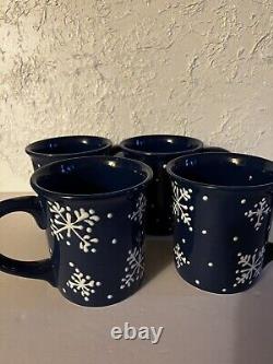 Snowflake Dinnerware Set Ceramic Heavyweight- 4 Cups, 4 Plates And 1 Platter