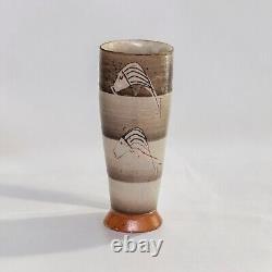 Stamped Michael Simon Tumbler, 2 Fish Each Side, Handmade Studio Art Pottery