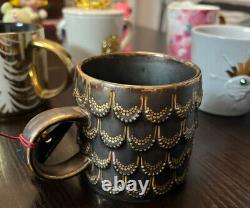 Starbucks 2016 Limited 10oz Mermaid Golden Retro Fish Scale Double Ceramic Mug