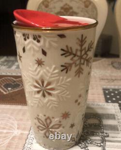 Starbucks 2017 Limited Christmas Snowflake 10oz Cup Double Ceramic Mugs No Box