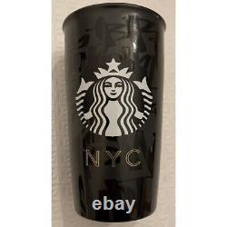 Starbucks Graffiti NYC Tumbler CERAMIC New York City Black Travel Mug 2015 RARE