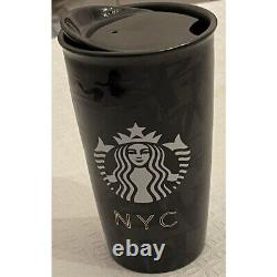 Starbucks Graffiti NYC Tumbler CERAMIC New York City Black Travel Mug 2015 RARE