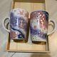 Starbucks Sakura Mugs Set of 2 Ceramic Pink Japanese Cherry Blossom Japan Used