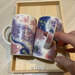 Starbucks Sakura Mugs Set of 2 Ceramic Pink Japanese Cherry Blossom Japan Used