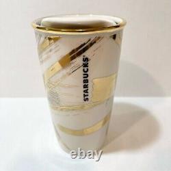 Starbucks Swarovski Crystal Ceramic 2014 Tumbler Gold Travel Mug 12oz Coffee Cup