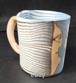 Studio Art Pottery Nerikomi Two Face Mug. Siegele / Haley. Buzzard Mountain