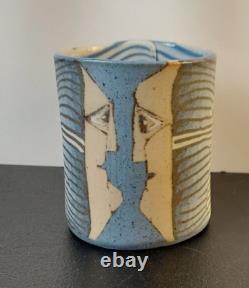 Studio Art Pottery Nerikomi Two Face Mug. Siegele / Haley. Buzzard Mountain