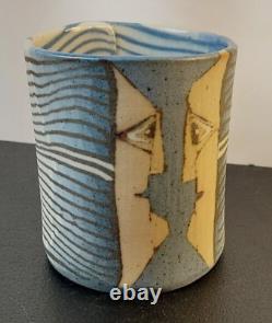 Studio Art Pottery Nerikomi Two Face Mug. Siegele / Haley. Buzzard Mountain