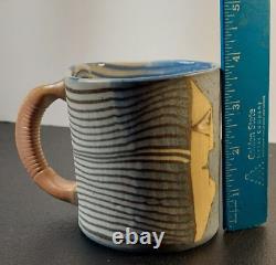 Studio Art Pottery Nerikomi Two Face Mug. Siegele / Haley. Buzzard Mountain